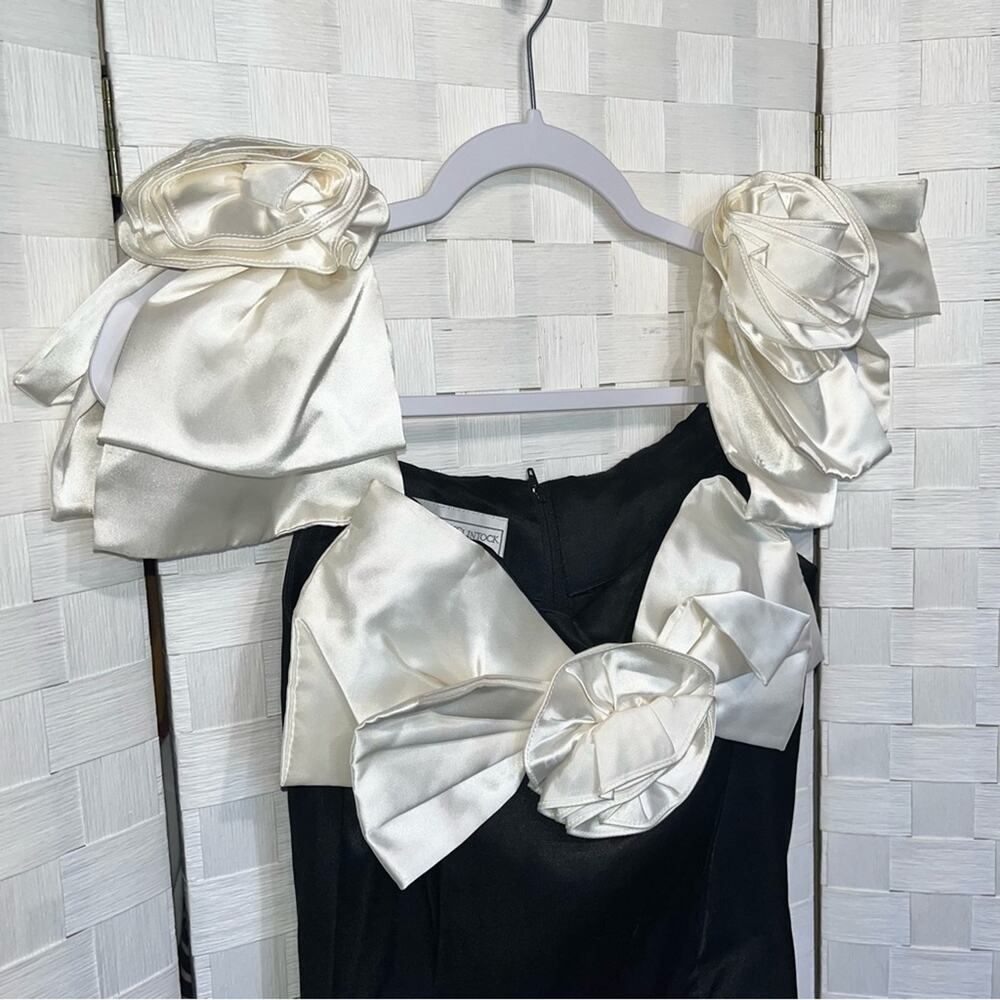 Gunne Sax Black Gown with Ivory Bow Accents - Picture 9 of 10